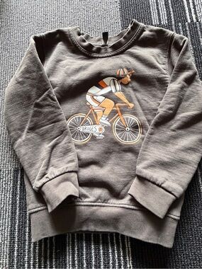 Kids Gray Sweatshirt with Orange Bike Graphic